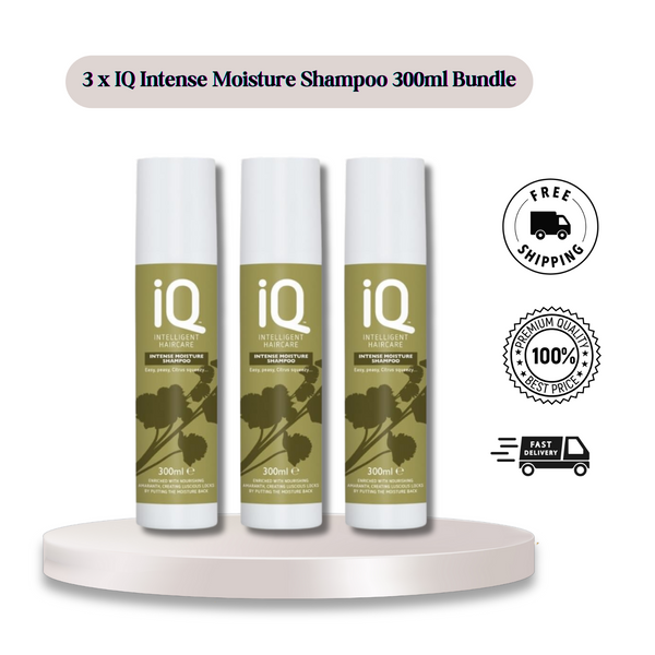 3 x IQ Intelligent Haircare Intense Moisture Shampoo 300ml - Intense Hydration!