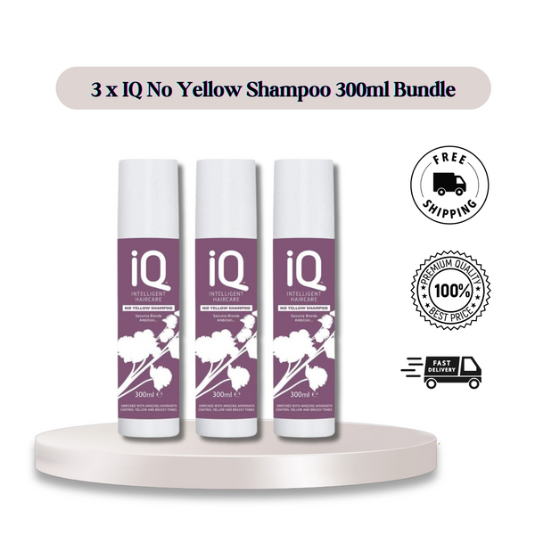 3 x IQ No Yellow Shampoo 300ml - Neutralise Unwanted Yellow Tones!