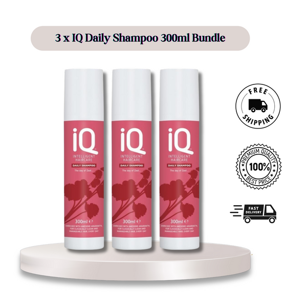 3 x IQ Intelligent Haircare Daily Shampoo 300ml – Soft, Shiny & Clean Hair!