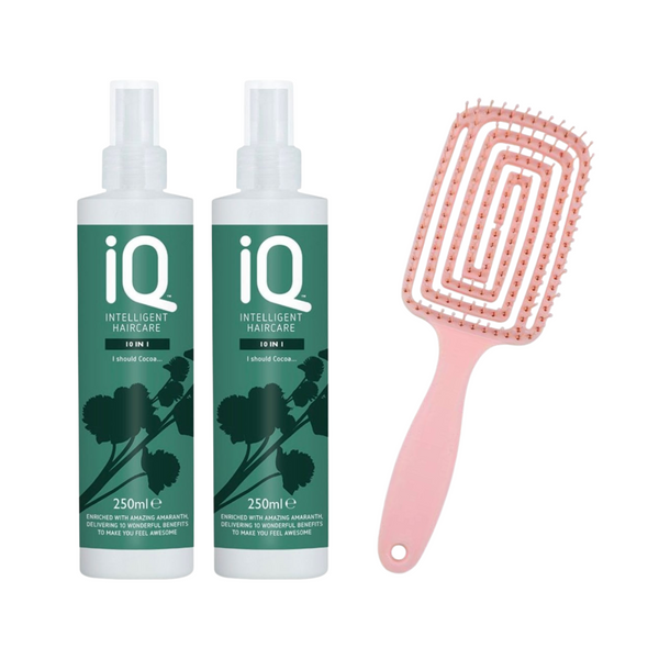 IQ Intelligent Haircare 10 in 1 Spray 250ml twin pack with detangle brush
