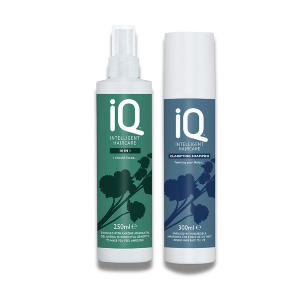 IQ Intelligent Haircare 10 in 1 Spray 250ml with Clarifying Shampoo 300ml Bundle
