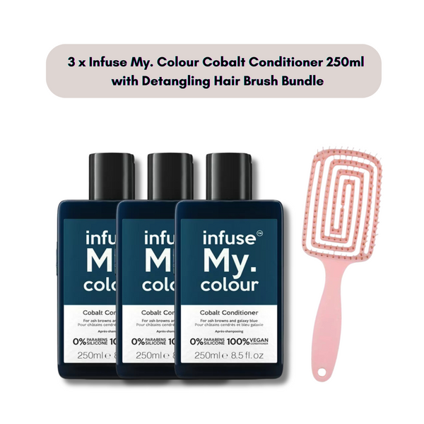 Infuse My. Colour Cobalt Conditioner 250ml x 3 with Hair Brush (Best Price!)
