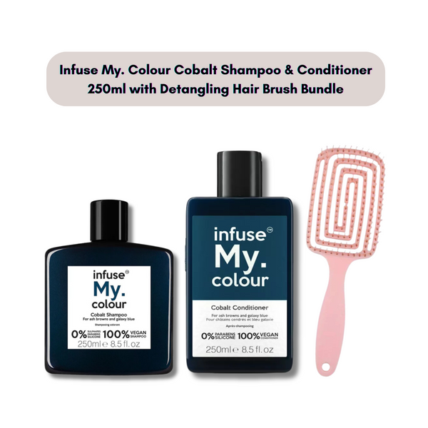 Infuse My. Colour Cobalt Shampoo & Conditioner 250ml with Detangling Hair Brush