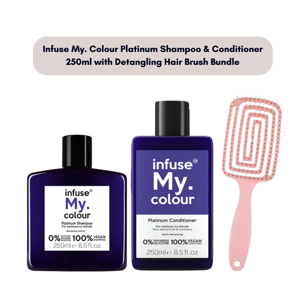 Infuse My. Colour Platinum Shampoo & Conditioner 250ml with Hair Brush Bundle