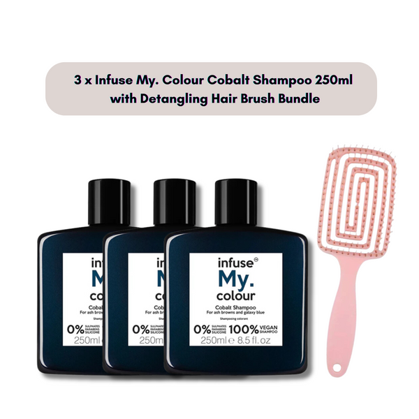 Infuse My. Colour Cobalt Shampoo 250ml x 3 with Hair Brush (Best Price!)