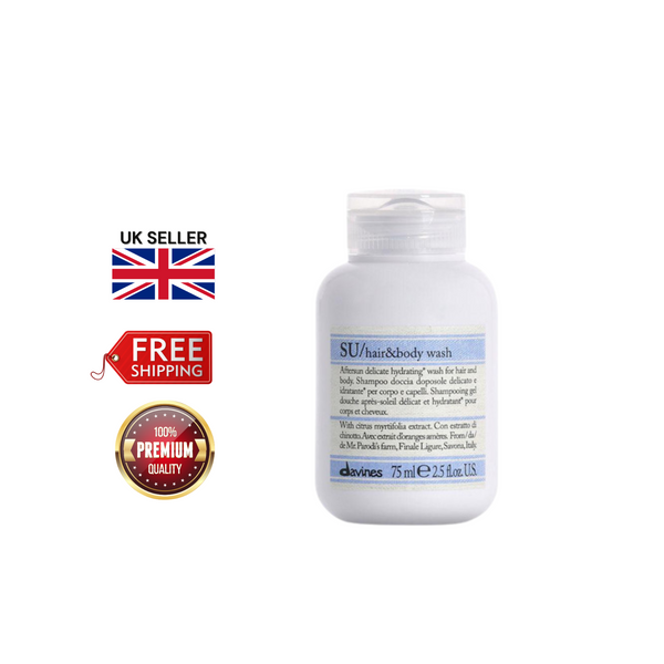 Davines SU Hair and Body Wash 75ml – After-Sun Moisturising Cleanser Travel Size